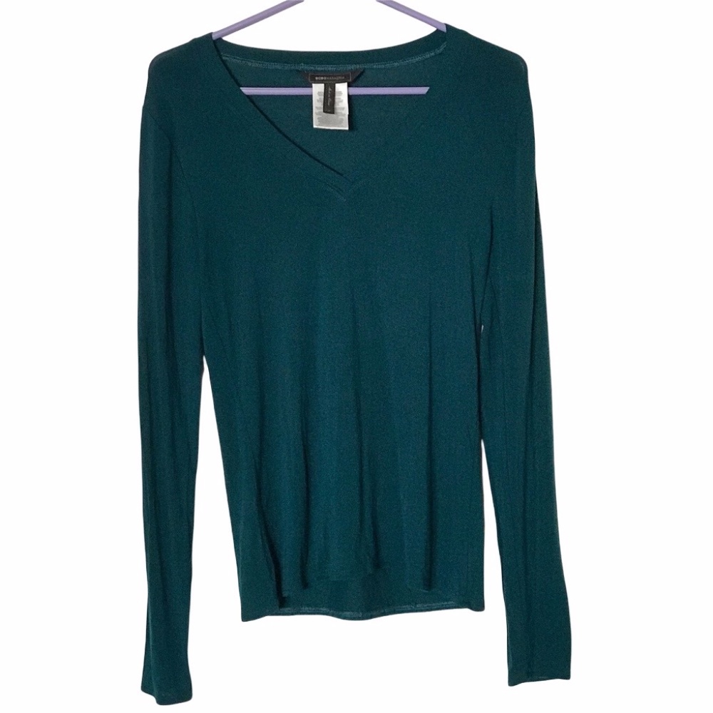 BCBGMaxAzria Long Sleeve Green Top - Medium